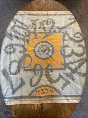 Franck Muller Silk Graphic Scarf in Cream and Yellow